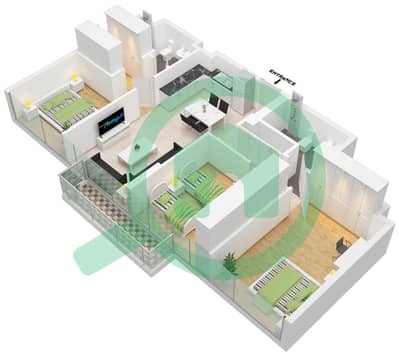 المخططات الطابقية لتصميم الوحدة 23 FLOOR 6,7 شقة 3 غرف نوم - عزيزي ريفييرا 27