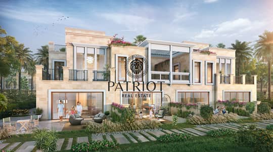 5 Bedroom Townhouse for Sale in DAMAC Lagoons, Dubai - Malta - 5 and 4 br LR Rear View. jpg