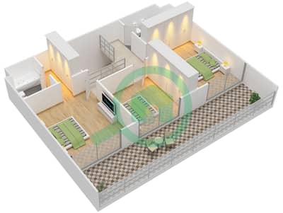 المخططات الطابقية لتصميم النموذج 10,14 شقة 3 غرف نوم - أزور