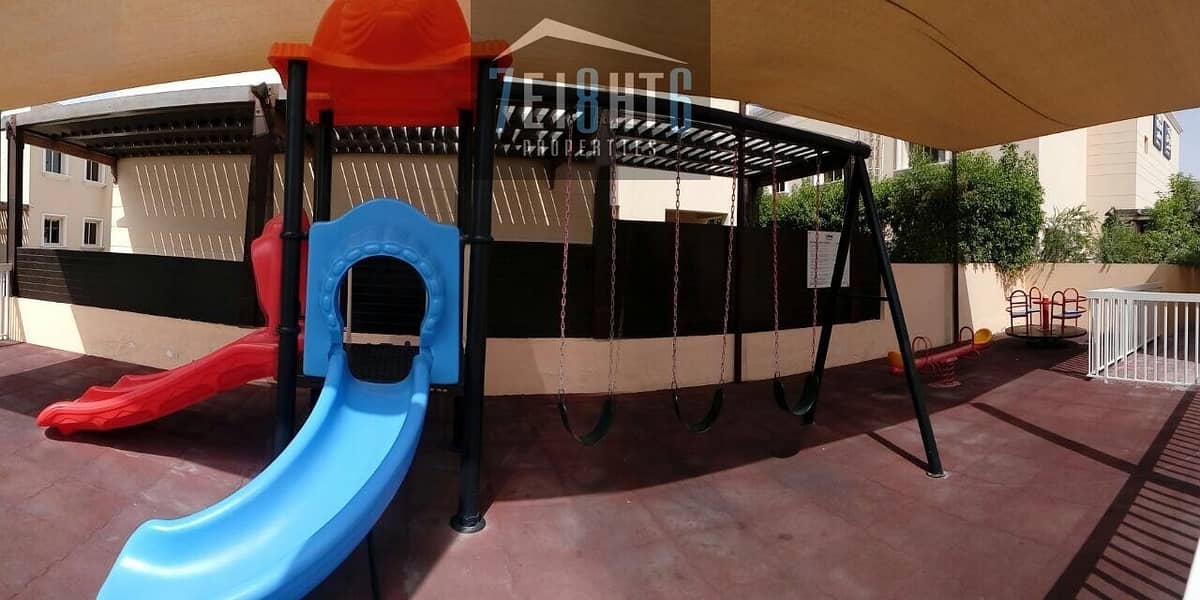 7 Amazing facilities: 5 b/r villa + maids room + swimming pool + gym + childrens park + private garden for rent in Barsha
