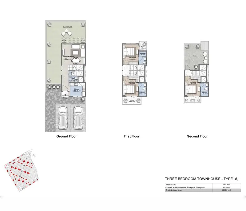 3 BR floor plan