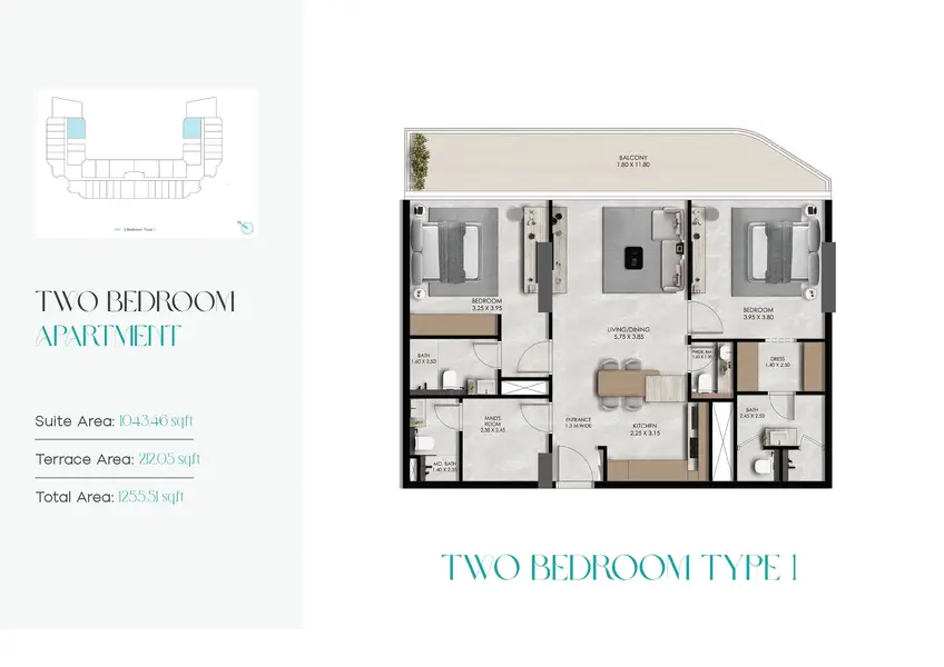 2 BR floor plan