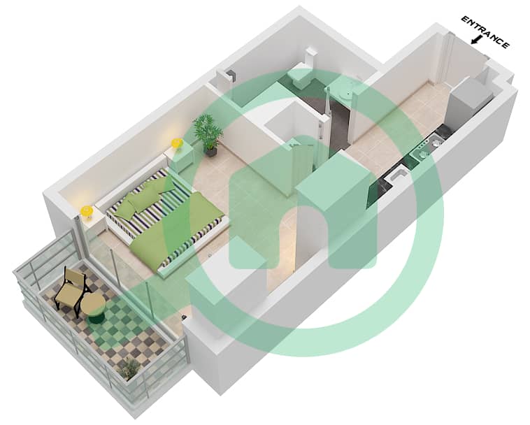 Арт Бэй - Апартамент Студия планировка Тип/мера A / UNIT 8 FLOOR 3-10 Type A Unit 8 Floor 3-10 interactive3D