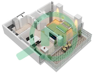 Binghatti Lavender - 1 Bedroom Apartment Type K Floor plan