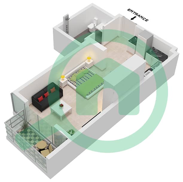 Арт Бэй - Апартамент Студия планировка Тип/мера A / UNIT 20 FLOOR 3-10 Type A Unit 20 Floor 3-10 interactive3D