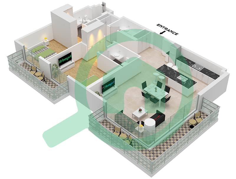 Арт Бэй - Апартамент 2 Cпальни планировка Тип/мера G / UNIT 5,17 FLOOR 2-10 Type G Unit 5 Floor 2 
Type G Uint 17 Floor 3-10 interactive3D