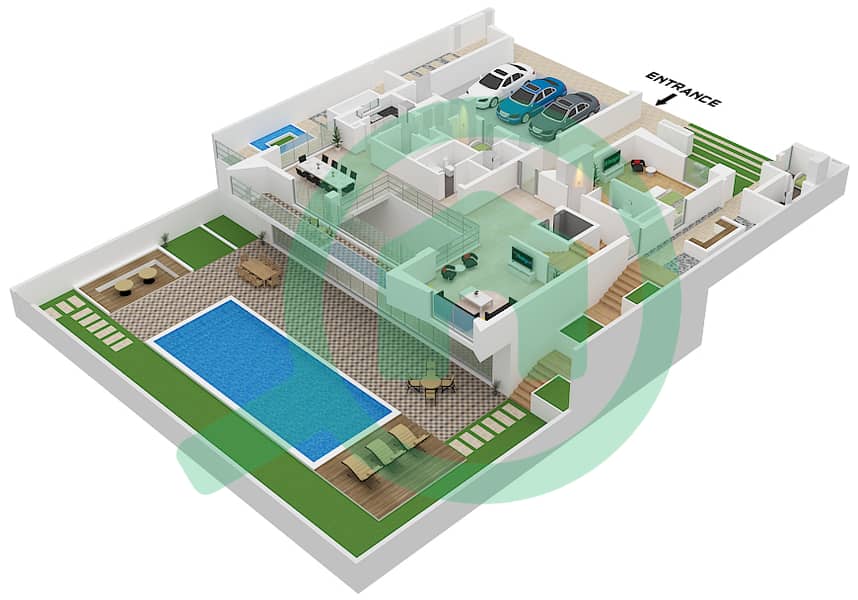 Palmiera - 5 卧室别墅类型CHAMFERED戶型图 Ground Floor interactive3D