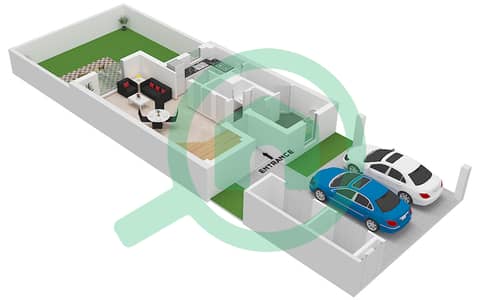 Яс Парк Гейт - Таунхаус 2 Cпальни планировка Тип 2BR-M