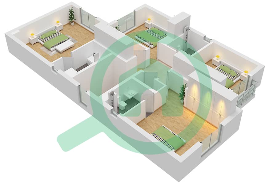 Яс Парк Гейт - Таунхаус 4 Cпальни планировка Тип 4BR First Floor interactive3D