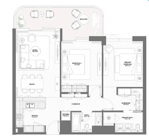 2 BR floor plan