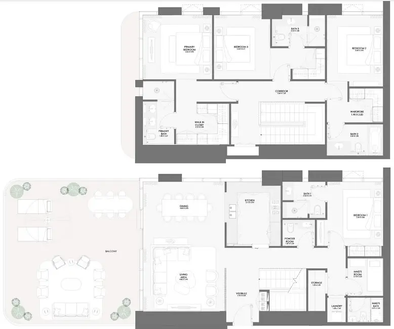 4 BR floor plan