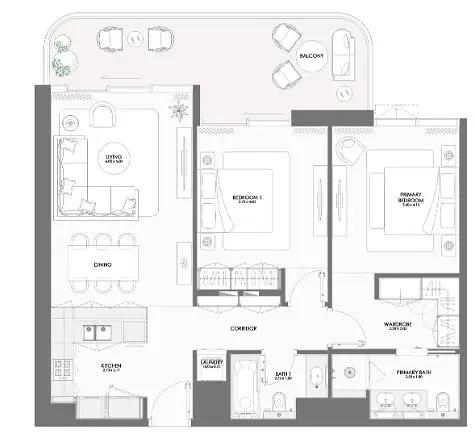 2 BR floor plan