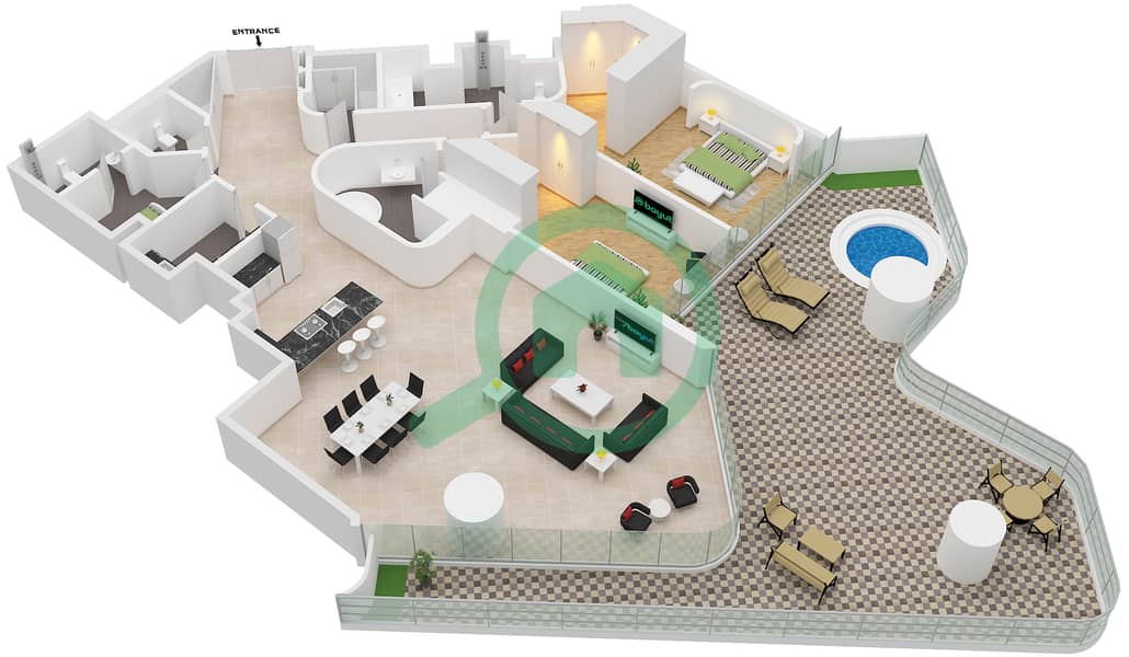 Eywa Tower - 2 Bedroom Apartment Type/unit B / UNIT 03 FLOOR 3 Floor plan Type B Unit 03 Floor 3 interactive3D