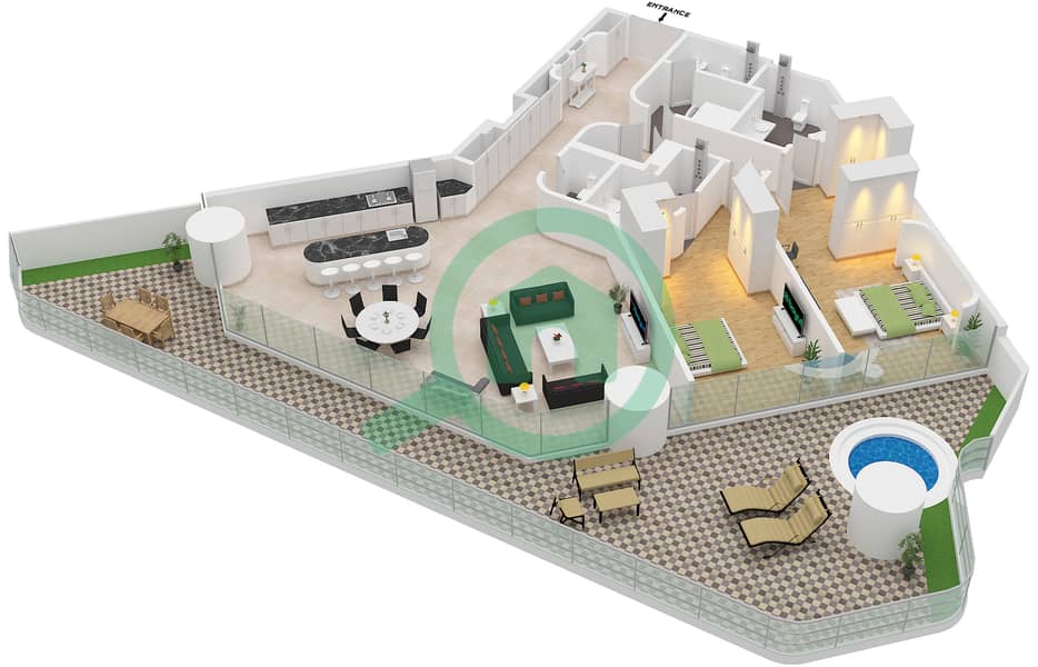 Eywa Tower - 2 Bedroom Apartment Type/unit A / UNIT 02 FLOOR 2 Floor plan Type A Unit 02 Floor 2 interactive3D