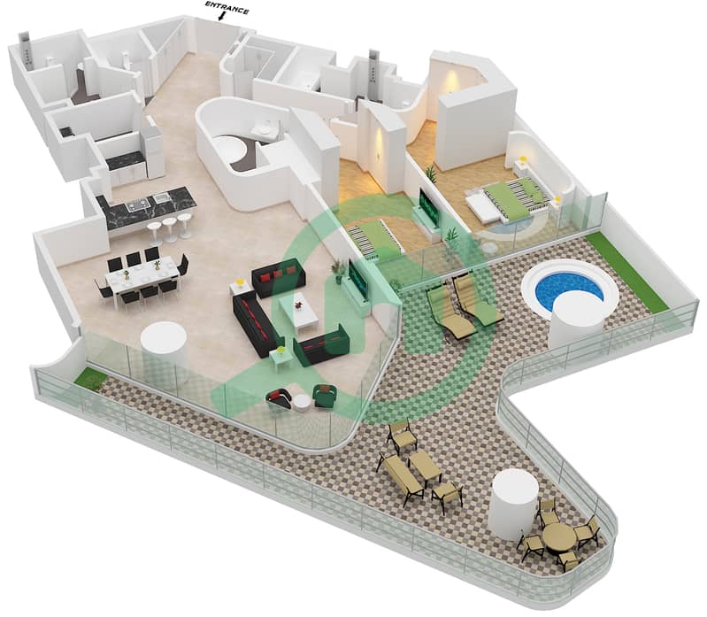 Eywa Tower - 2 Bedroom Apartment Type/unit B / UNIT 03 FLOOR 2 Floor plan Type B Unit 03 Floor 2 interactive3D