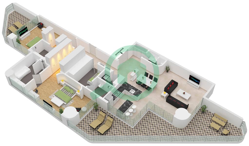 Eywa Tower - 2 Bedroom Apartment Type/unit C / UNIT 03 FLOOR 6 Floor plan Type C Unit 03 Floor 6 interactive3D