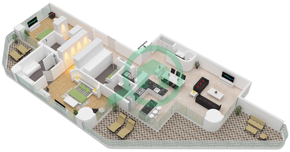 Eywa Tower - 2 Bedroom Apartment Type/unit C / UNIT 03 FLOOR 8 Floor plan Type C Unit 03 Floor 8 interactive3D