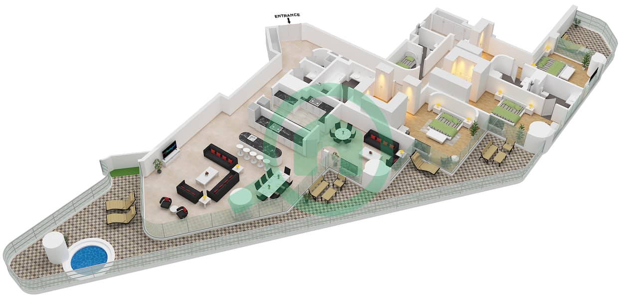 Eywa Tower - 3 Bedroom Apartment Type/unit A / UNIT 01 FLOOR 2 Floor plan Type A Unit 01 Floor 2 interactive3D