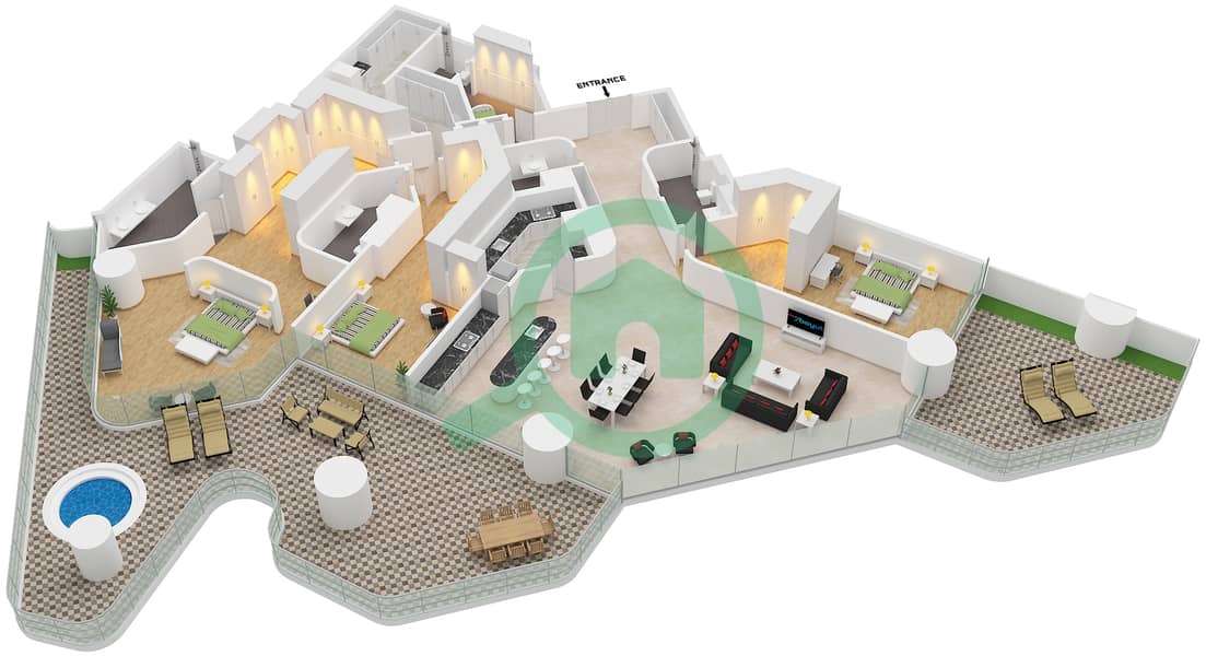 Eywa Tower - 3 Bedroom Apartment Type/unit D / UNIT 02 FLOOR 4 Floor plan Type D Unit 02 Floor 4 interactive3D
