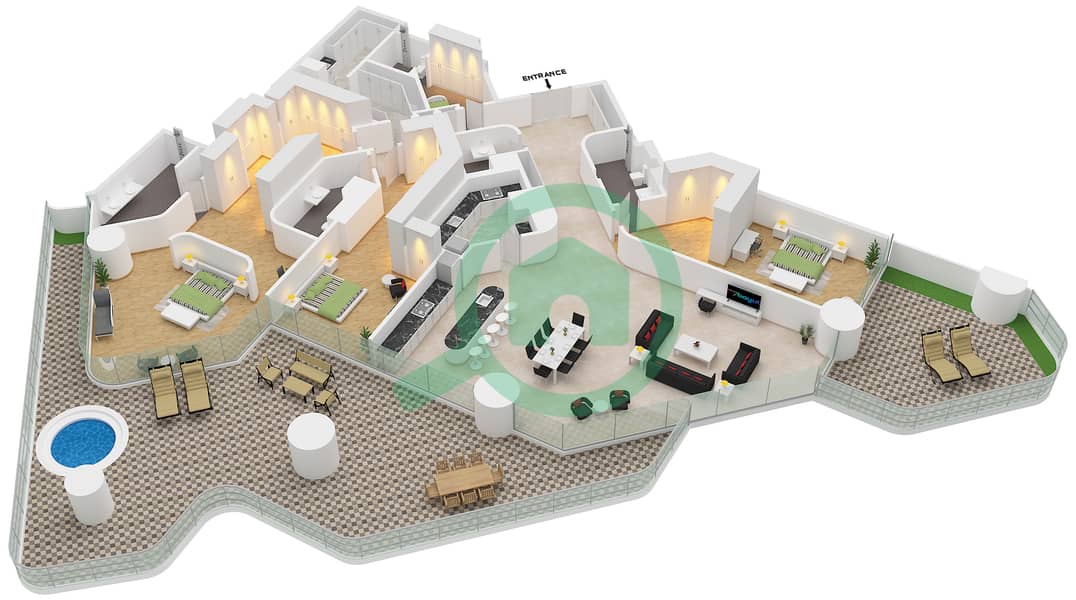 Eywa Tower - 3 Bedroom Apartment Type/unit D / UNIT 02 FLOOR 5 Floor plan Type D Unit 02 Floor 5 interactive3D