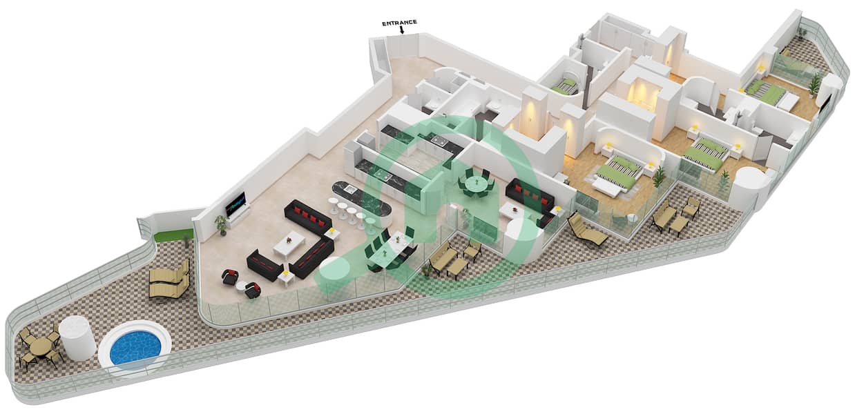Eywa Tower - 3 Bedroom Apartment Type/unit A / UNIT 01 FLOOR 9 Floor plan Type A Unit 01 Floor 9 interactive3D