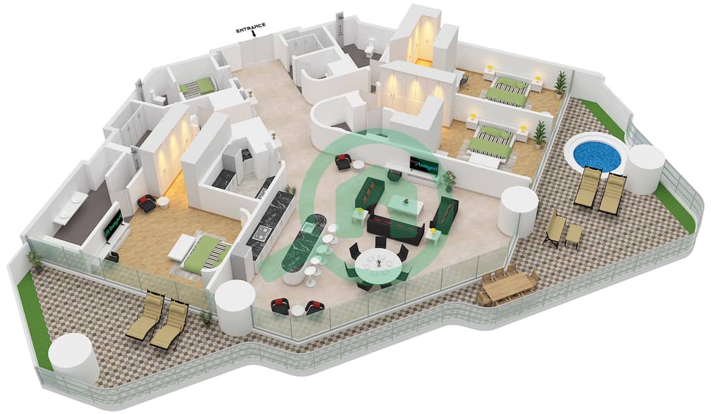 Eywa Tower - 3 Bedroom Apartment Type/unit B / UNIT 02 FLOOR 9 Floor plan Type B Unit 02 Floor 9 interactive3D