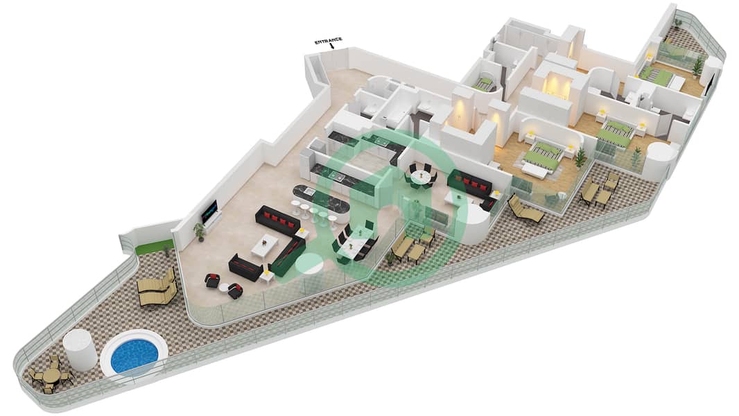 Eywa Tower - 3 Bedroom Apartment Type/unit A / UNIT  01 FLOOR 10 Floor plan Type A Unit  01 Floor 10 interactive3D