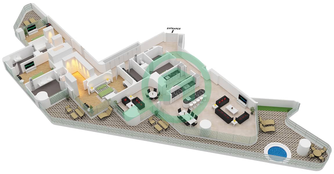 Eywa Tower - 3 Bedroom Apartment Type/unit C / UNIT 03 FLOOR 10 Floor plan Type C Unit 03 Floor 10 interactive3D