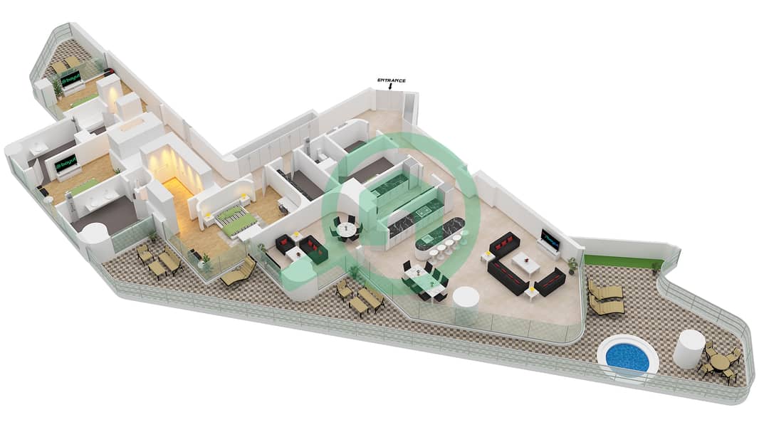 Eywa Tower - 3 Bedroom Apartment Type/unit C / UNIT 03 FLOOR 11 Floor plan Type C Unit 03 Floor 11 interactive3D