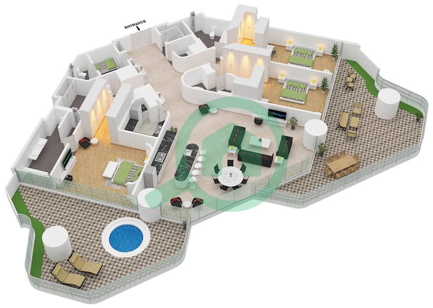 Eywa Tower - 3 Bedroom Apartment Type/unit B / UNIT 02 FLOOR 12 Floor plan Type B Unit 02 Floor 12 interactive3D