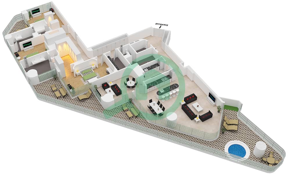 Eywa Tower - 3 Bedroom Apartment Type/unit C / UNIT 03 FLOOR 12 Floor plan Type C Unit 03 Floor 12 interactive3D
