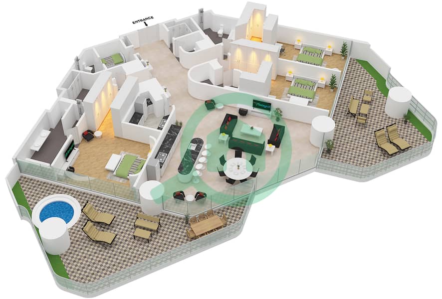 Eywa Tower - 3 Bedroom Apartment Type/unit B / UNIT 02 FLOOR 13 Floor plan Type B Unit 02 Floor 13 interactive3D