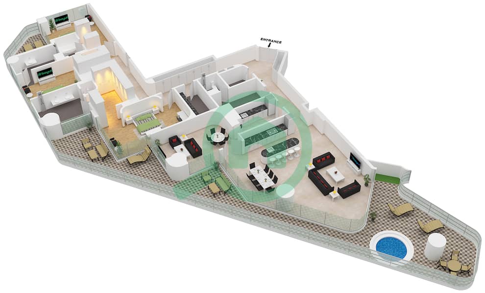 Eywa Tower - 3 Bedroom Apartment Type/unit C / UNIT 03 FLOOR 13 Floor plan Type C Unit 03 Floor 13 interactive3D