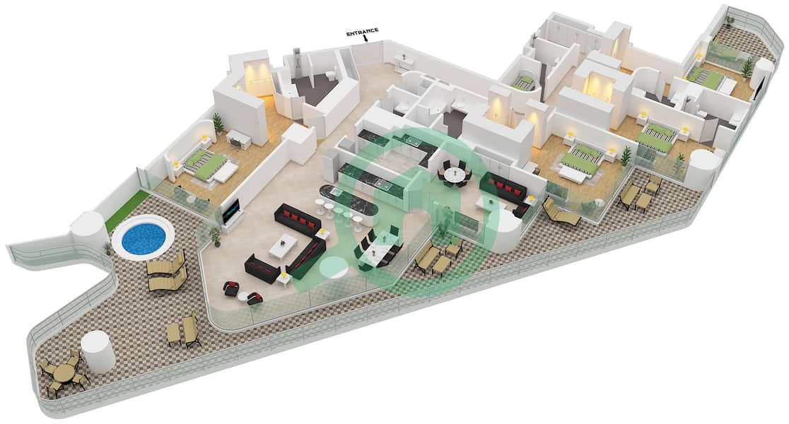 Eywa Tower - 4 Bedroom Apartment Type/unit A / UNIT 01 FLOOR 5 Floor plan Type A Unit 01 Floor 5 interactive3D