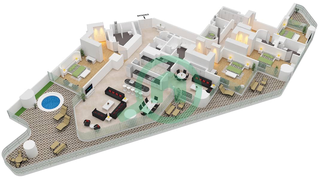 Eywa Tower - 4 Bedroom Apartment Type/unit A / UNIT 01 FLOOR 6 Floor plan Type A Unit 01 Floor 6 interactive3D