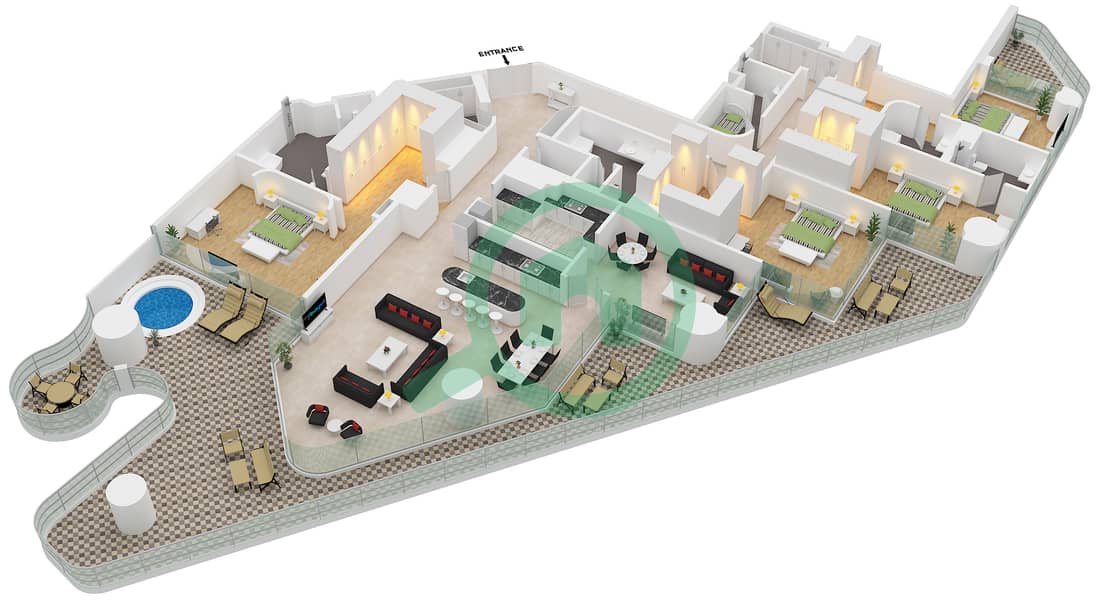 Eywa Tower - 4 Bedroom Apartment Type/unit B / UNIT 01 FLOOR 14 Floor plan Type B Unit 01 Floor 14 interactive3D
