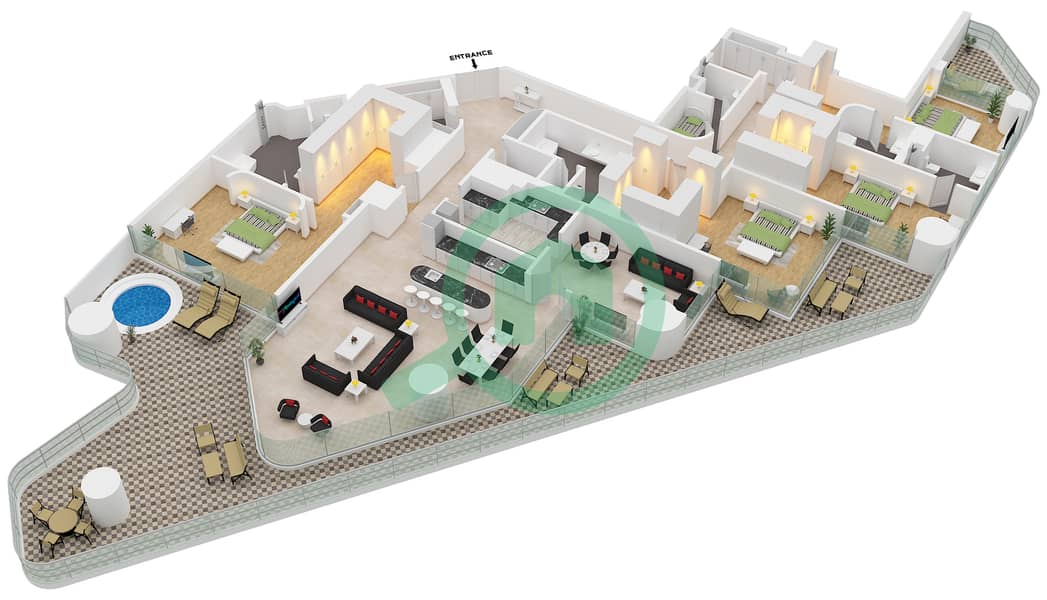 Eywa Tower - 4 Bedroom Apartment Type/unit B / UNIT 01 FLOOR 17 Floor plan Type B Unit 01 Floor 17 interactive3D