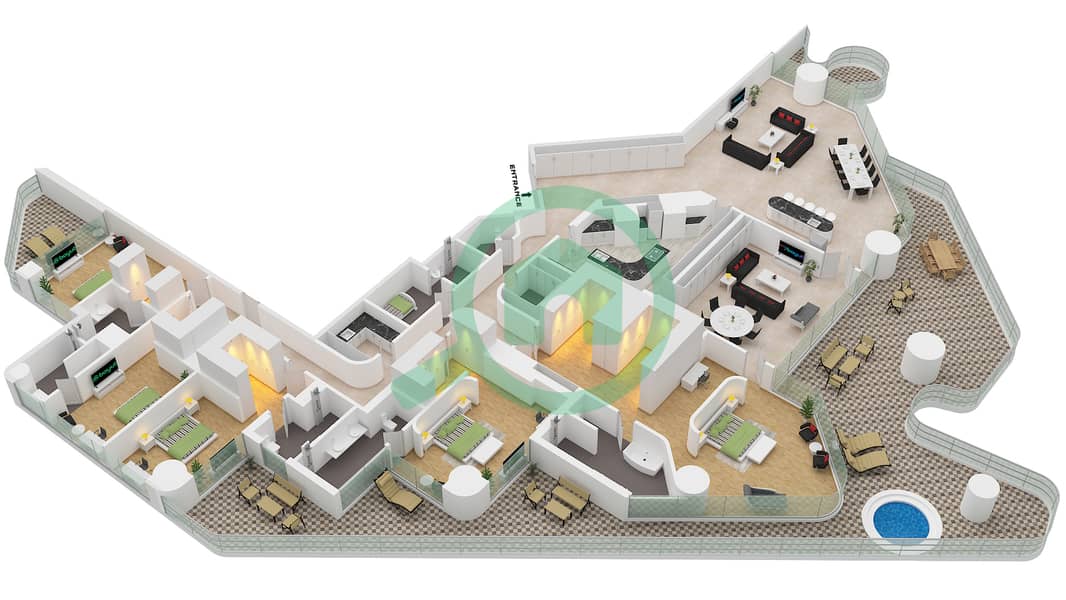 Eywa Tower - 5 Bedroom Apartment Type/unit A / UNIT 02 FLOOR 14 Floor plan Type A Unit 02 Floor 14 interactive3D