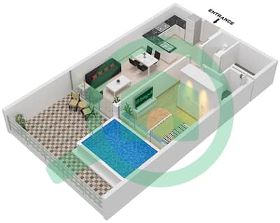المخططات الطابقية لتصميم النموذج A شقة 1 غرفة نوم - سمانا ميكونوس