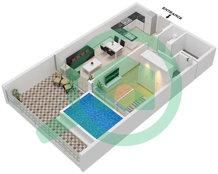 Samana Mykonos - 1 Bedroom Apartment Type A Floor plan Type A interactive3D