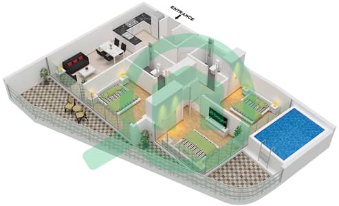 Samana Mykonos - 3 Bedroom Apartment Type A Floor plan