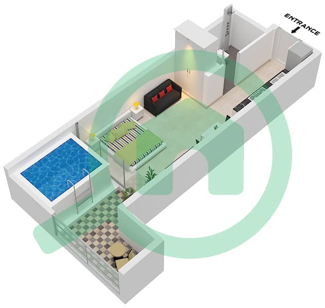 المخططات الطابقية لتصميم النموذج A شقة استوديو - سمانا ميكونوس Type A interactive3D