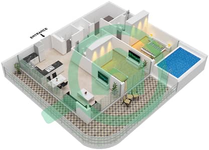 المخططات الطابقية لتصميم النموذج A شقة 2 غرفة نوم - سمانا ميكونوس
