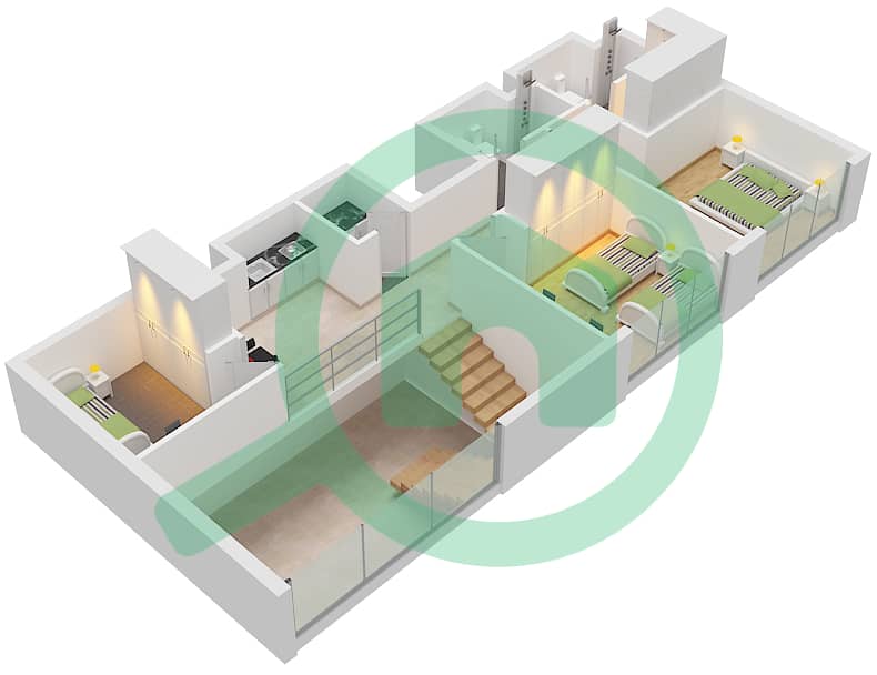 Cluster B - 4 卧室公寓类型G FLOOR 7,8戶型图 Type G Upper Floor 8 interactive3D