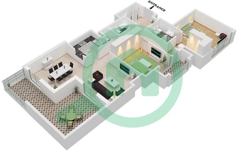 Shams 1 - 2 Bedroom Apartment Unit 1 FLOOR 17 Floor plan