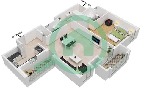 Murjan 1 - 1 Bed Apartments Unit 4 Floor 3 Floor plan