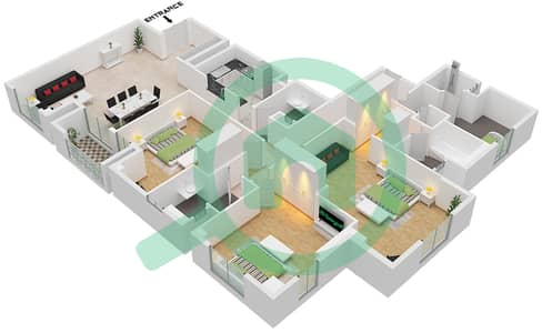 المخططات الطابقية لتصميم الوحدة 3 FLOOR 11 شقة 3 غرف نوم - مرجان 6