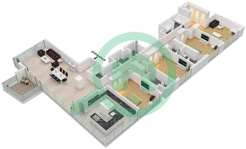 Al Bateen Towers - 4 Bed Apartments Type B Floor plan