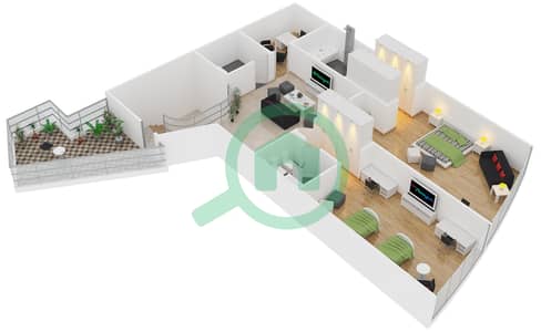 المخططات الطابقية لتصميم النموذج 4 DUPLEX شقة 3 غرف نوم - باي سايد ريزيدنس