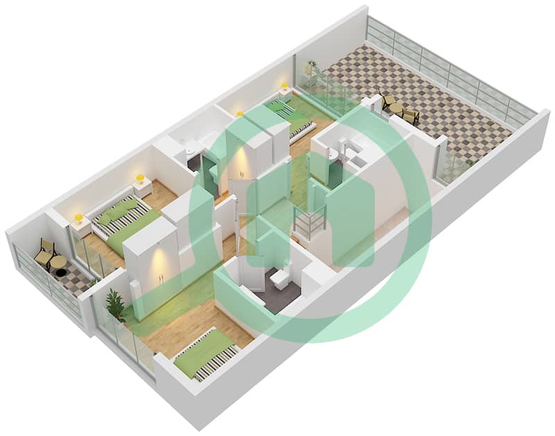 报春花住宅区 - 3 卧室别墅类型RH-MT戶型图 Type RH-MT, Floor First interactive3D